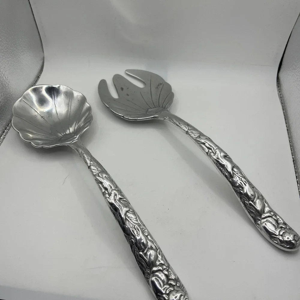 Arthur Court Designs Briar Rabbit‎ Serving Set Aluminum Rabbit Server Spoon Fork